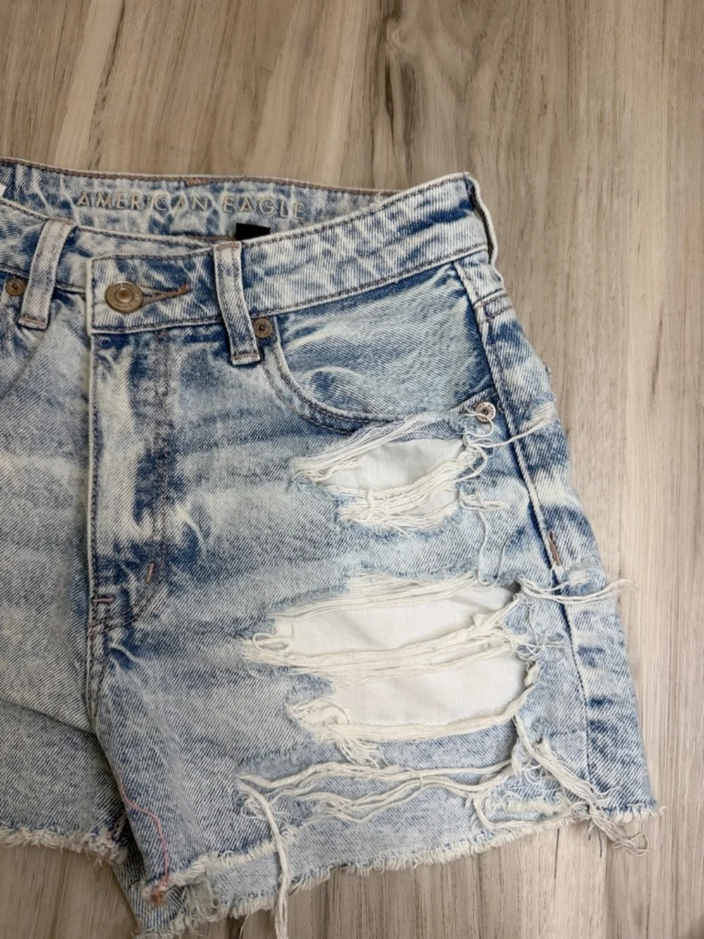 American Eagle Outfitters Light Wash Distressed Denim Shorts